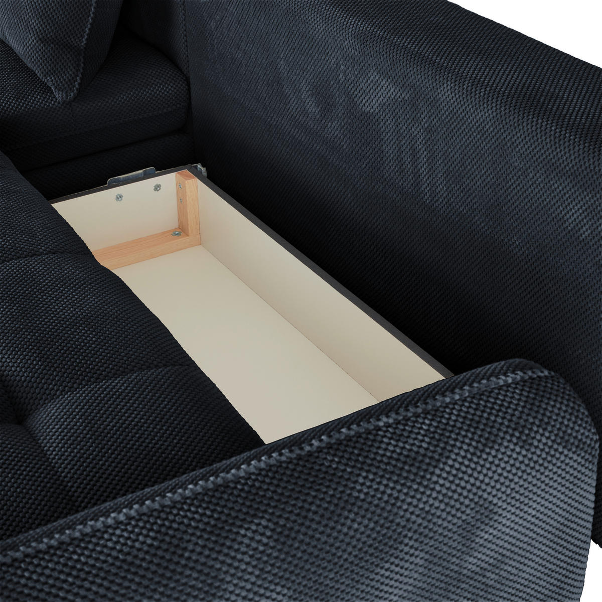 ECKSOFA WAVE Schwarz Struktur  - Beige/Schwarz, MODERN, Textil/Metall (189/266cm) - MID.YOU