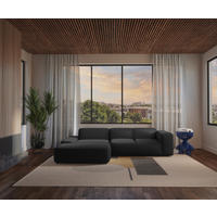 ECKSOFA HANNAH Schwarz Cord  - Schwarz, Design, Kunststoff/Textil (200/304cm) - MID.YOU