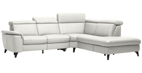 ECKSOFA in Echtleder Weiß  - Schwarz/Weiß, Design, Leder/Metall (285/239cm) - Cantus