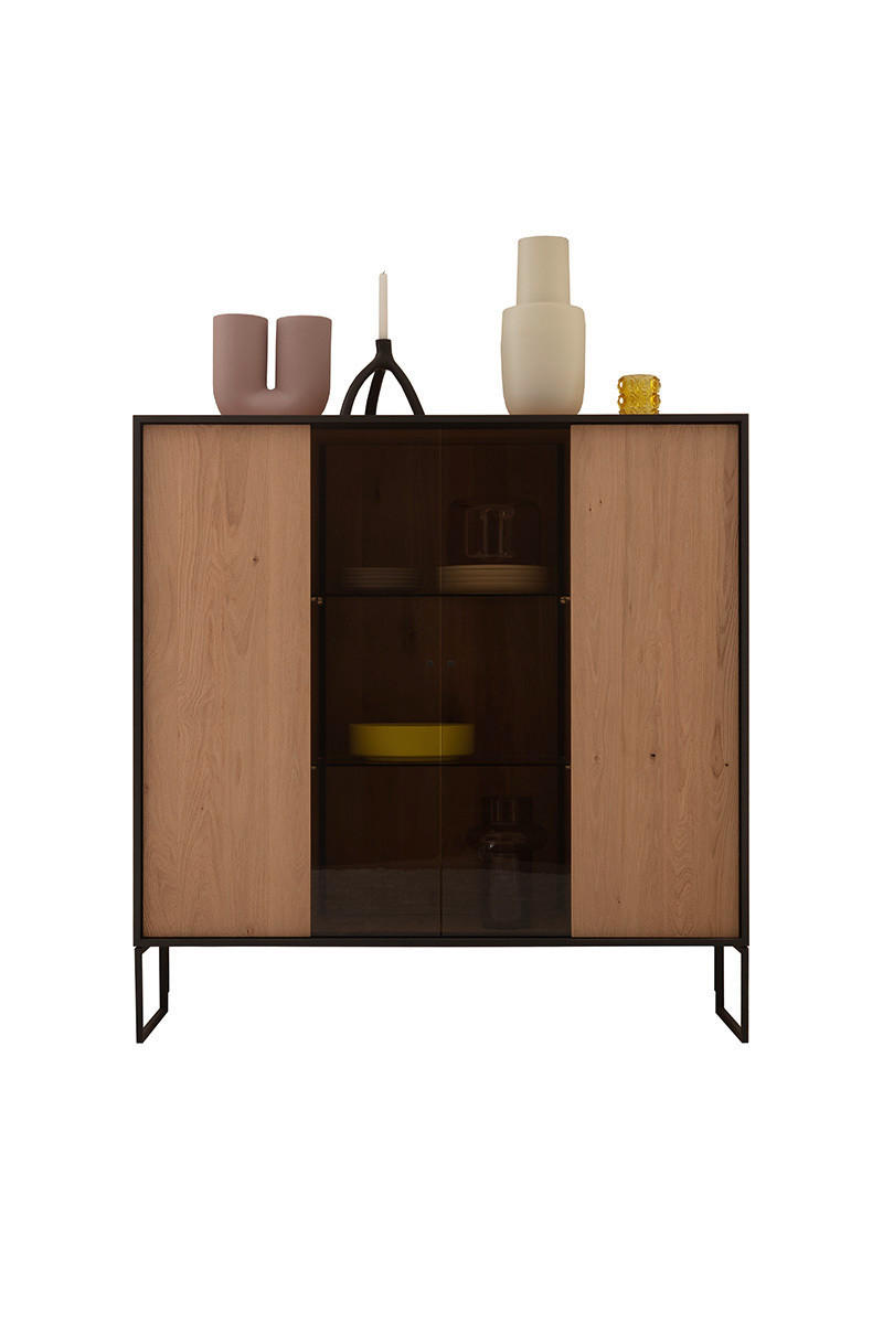 HIGHBOARD in 135/136/42 cm - Eichefarben/Anthrazit, Design, Glas/Holz (135/136/42cm) - Schöner Wohnen