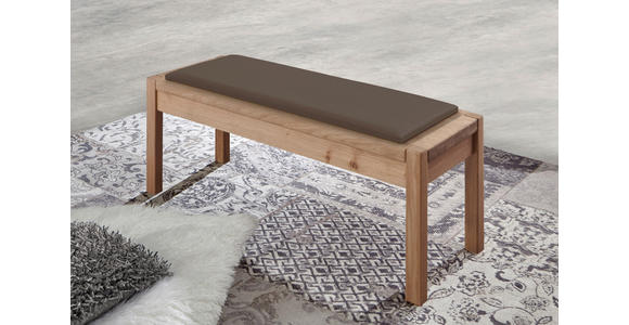 BETTBANK Lederlook Eiche Braun, Eiche Bianco  - Eiche Bianco/Braun, KONVENTIONELL, Holz/Textil (120/46,3/40cm) - Linea Natura