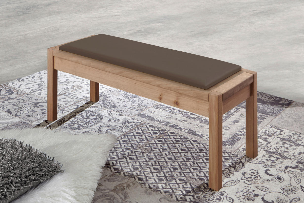 BETTBANK Lederlook Eiche Braun, Eiche Bianco  - Eiche Bianco/Braun, KONVENTIONELL, Holz/Textil (120/46,3/40cm) - Linea Natura