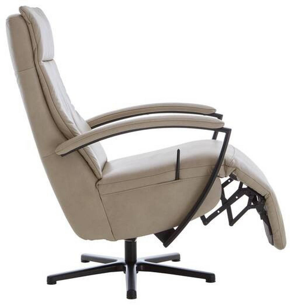 RELAXSESSEL in Leder Beige  - Beige/Schwarz, Design, Leder/Metall (76/112/83cm) - Beldomo Speed