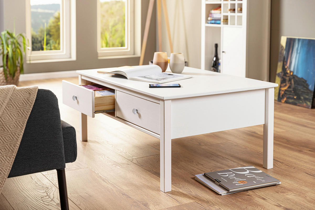 KLUBSKA MIZA, bela  - srebrne barve/bela, Design, kovina/les (110/70/47cm) - Livetastic