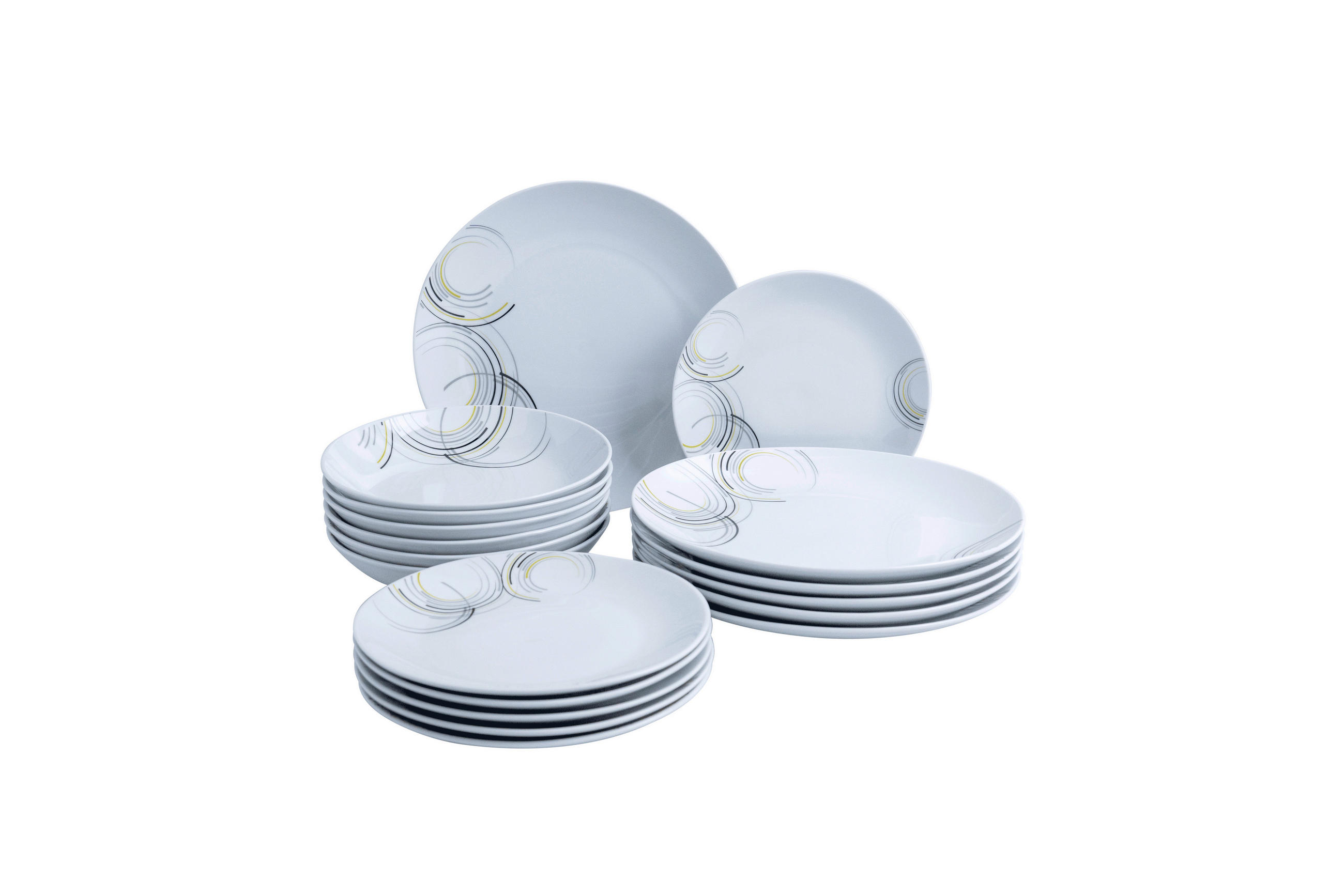 KOMBISERVICE Braun, Grau, Schwarz, Weiß Sera 18-teilig 6 Personen  - Schwarz/Braun, Basics, Keramik - Van Well