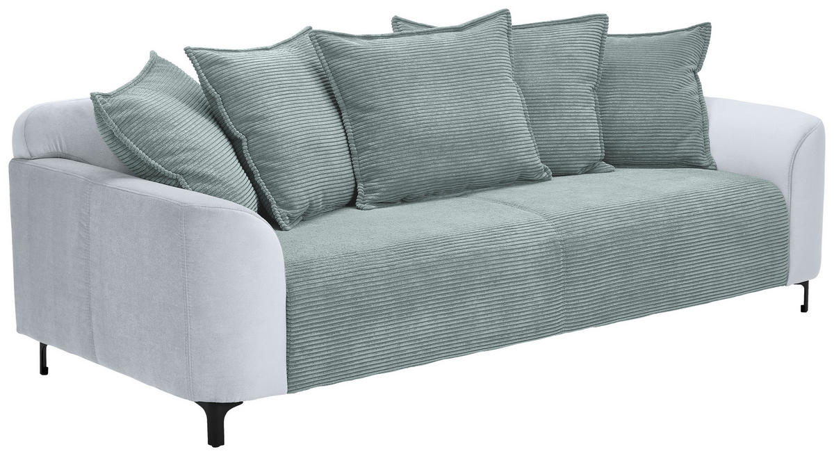 3-SITZER-SOFA in Cord, Velours Blaugrau  - Blaugrau/Schwarz, KONVENTIONELL, Textil/Metall (228/84/99cm) - Carryhome