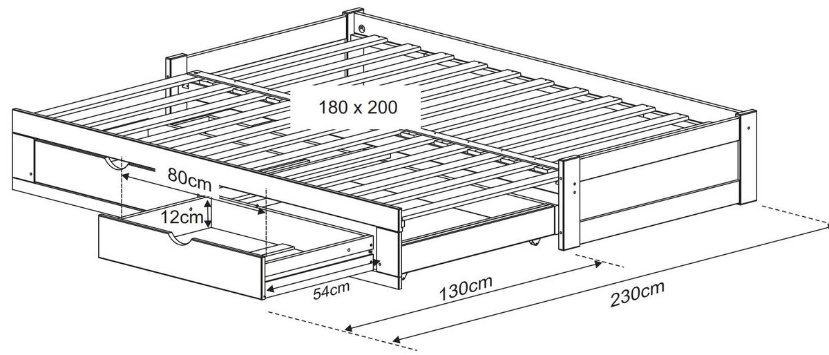 AUSZIEHBETT 90/200 cm  in Weiß  - Weiß, MODERN, Holz/Holzwerkstoff (90/200cm) - MID.YOU