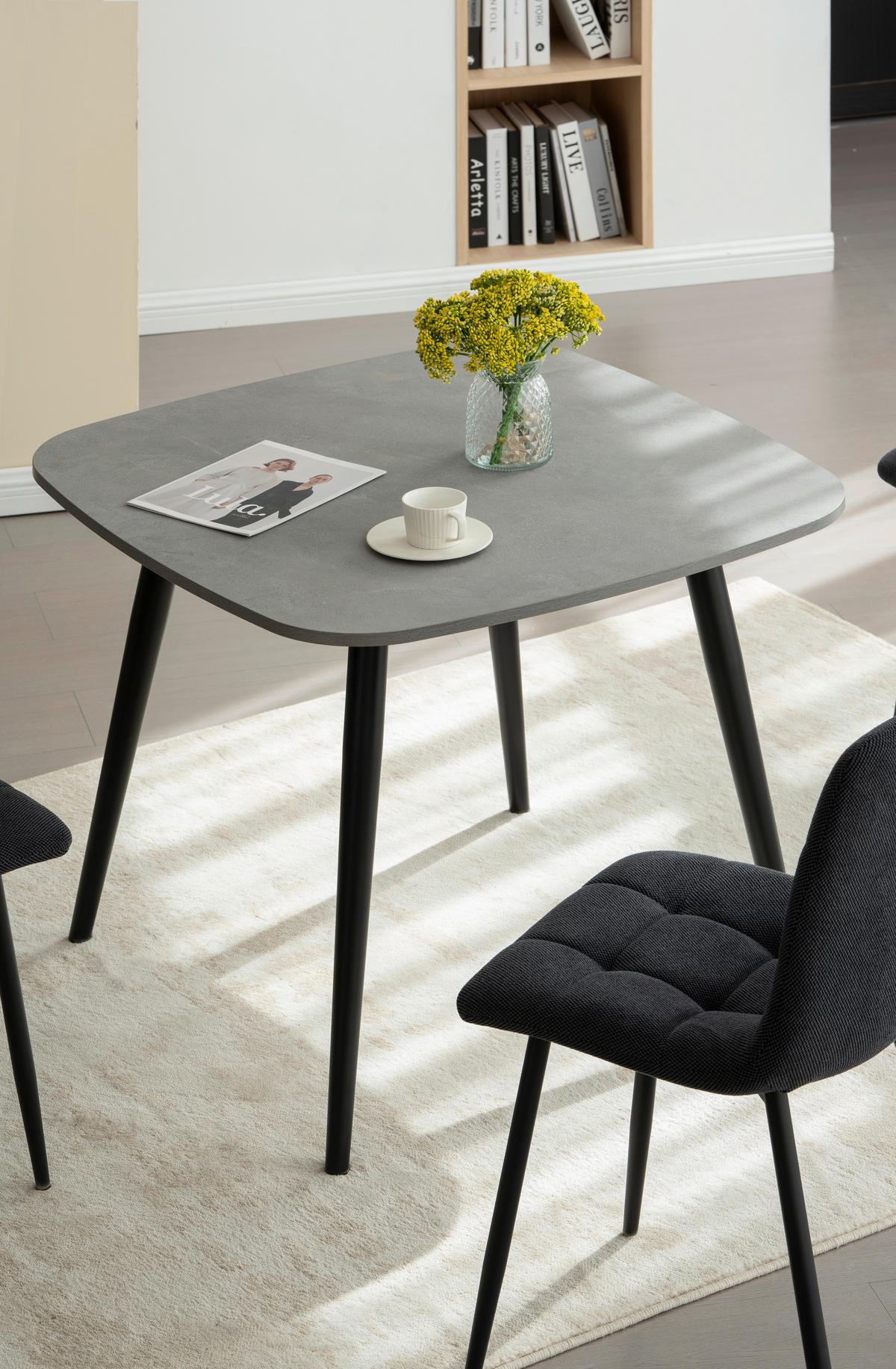 STOL S ŠTIRIMI NOGAMI, les, kovina, tekstil črna  - črna, Konvencionalno, kovina/tekstil (45/88/55cm) - P & B