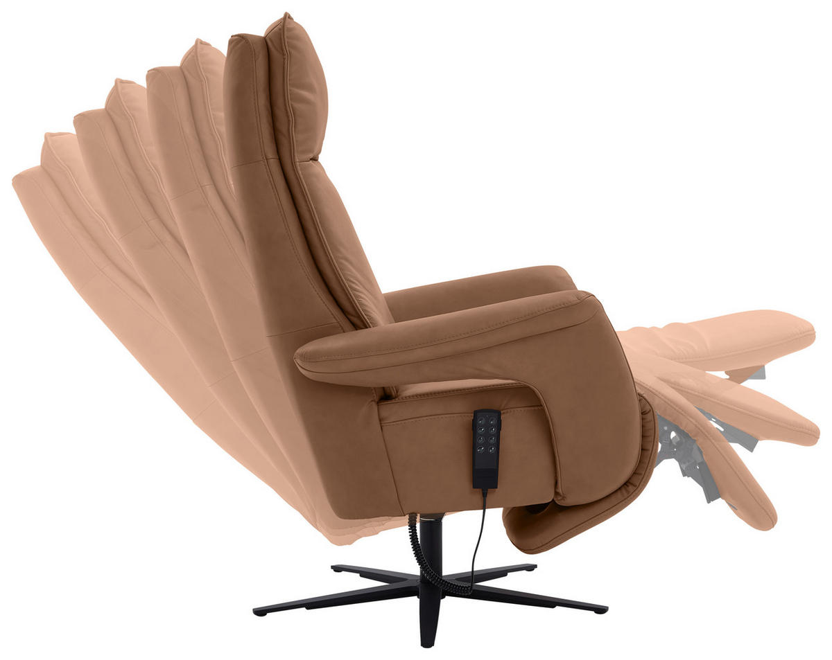 RELAXSESSEL in Leder Braun  - Schwarz/Braun, Design, Leder/Metall (83/123/87cm) - Valdera