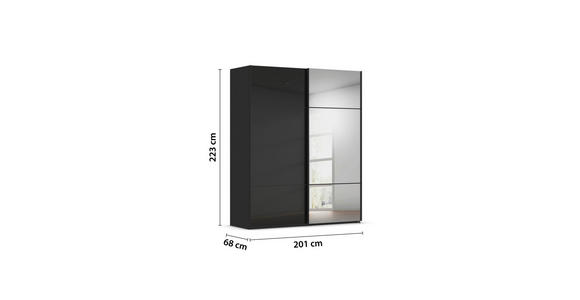 SCHWEBETÜRENSCHRANK  in Schwarz  - Schwarz, KONVENTIONELL, Glas/Holzwerkstoff (201/223/68cm) - Novel