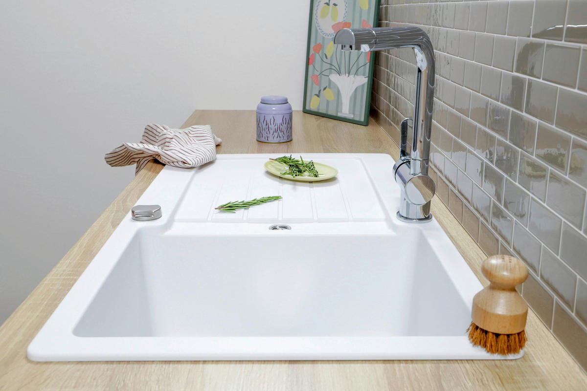 SPÜLE AUSTIN86X50W  - Weiß, Design, Stein (86/21/50cm) - Respekta