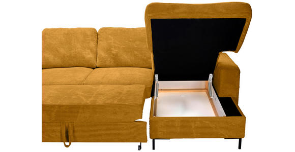 WOHNLANDSCHAFT Currygelb Cord  - Currygelb/Schwarz, KONVENTIONELL, Textil/Metall (197/303/148cm) - Carryhome