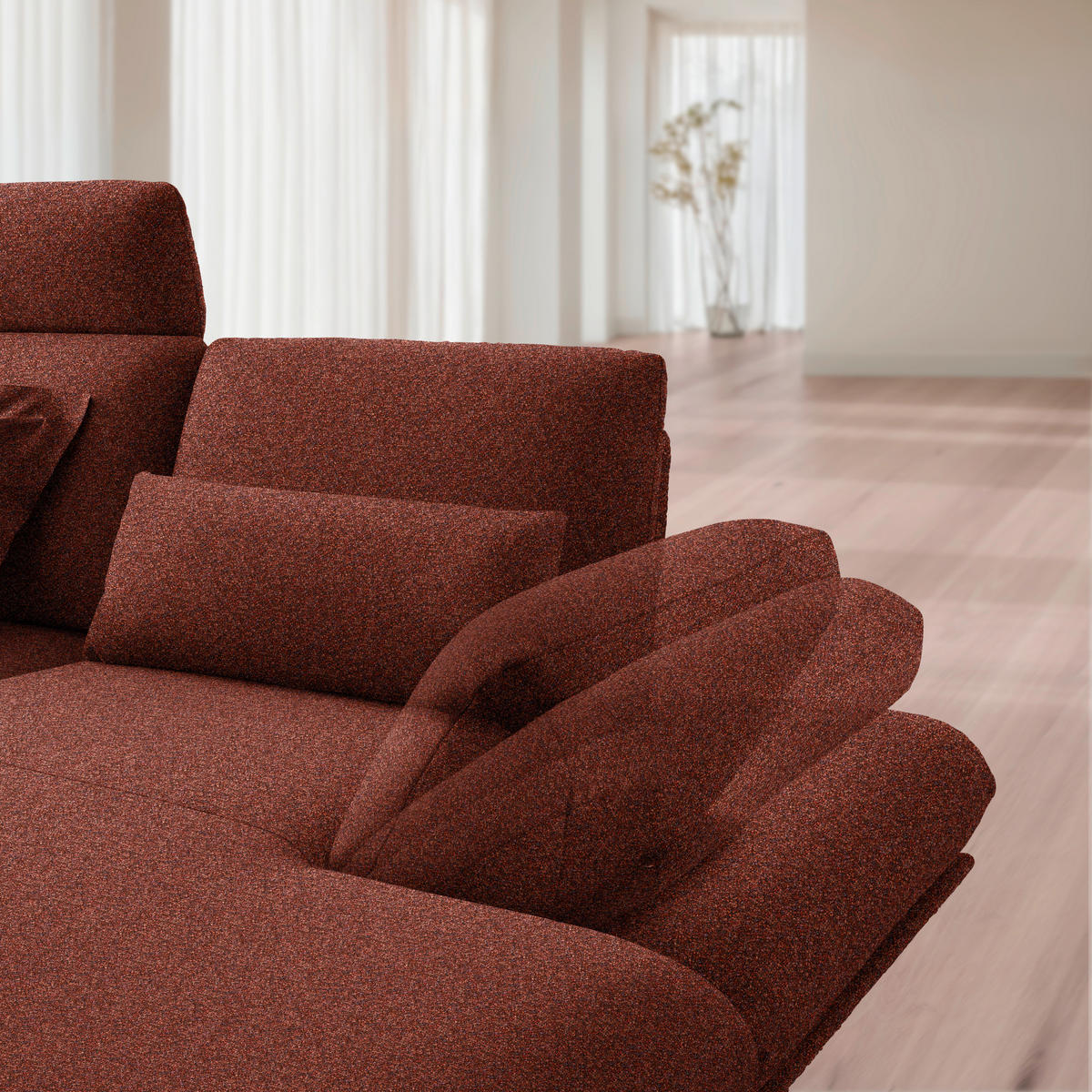 ECKSOFA Flachgewebe Rotorange  - Rotorange/Schwarz, Design, Textil/Metall (234/155cm) - Dieter Knoll