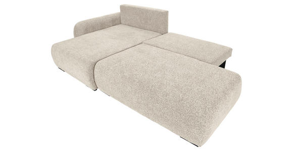 ECKSOFA Beige Flachgewebe Zierkissen, Rückenkissen, Bettkasten, Schlaffunktion, Rücken echt, Liegefläche im Originalstoff  - Beige/Schwarz, KONVENTIONELL, Kunststoff/Textil (145/260cm) - Carryhome