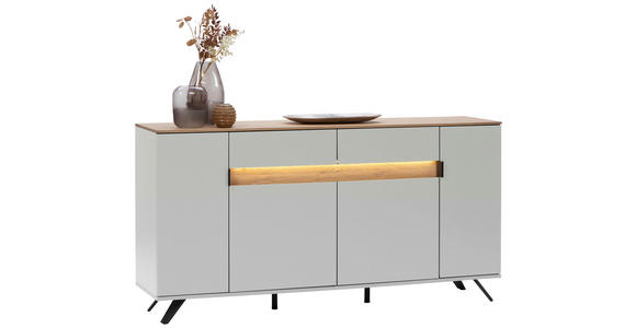 SIDEBOARD Asteiche furniert Eichefarben, Hellgrau Beleuchtung, Einlegeböden  - Eichefarben/Hellgrau, MODERN, Holz/Holzwerkstoff (180,6/82/42cm) - Dieter Knoll