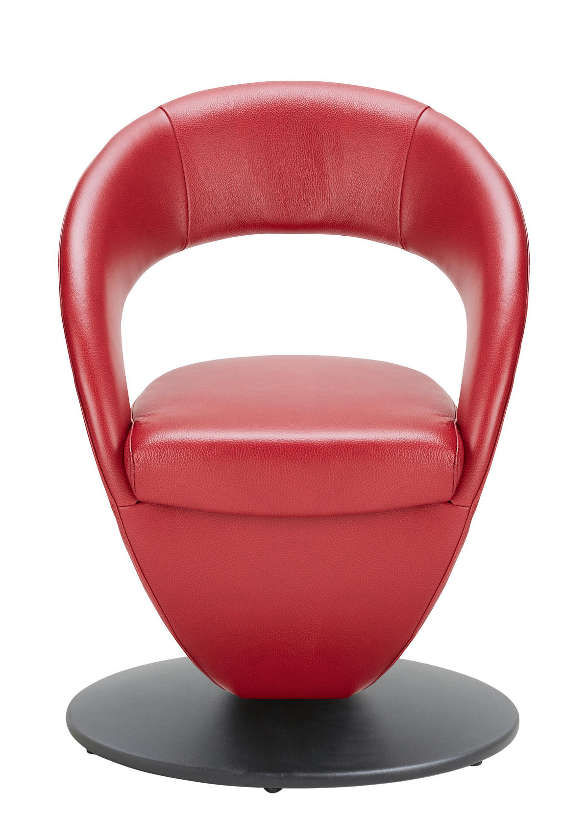 STUHL  in Echtleder pigmentiert Leder  - Rot/Schwarz, Design, Leder/Metall (62/86/61cm) - Moderano