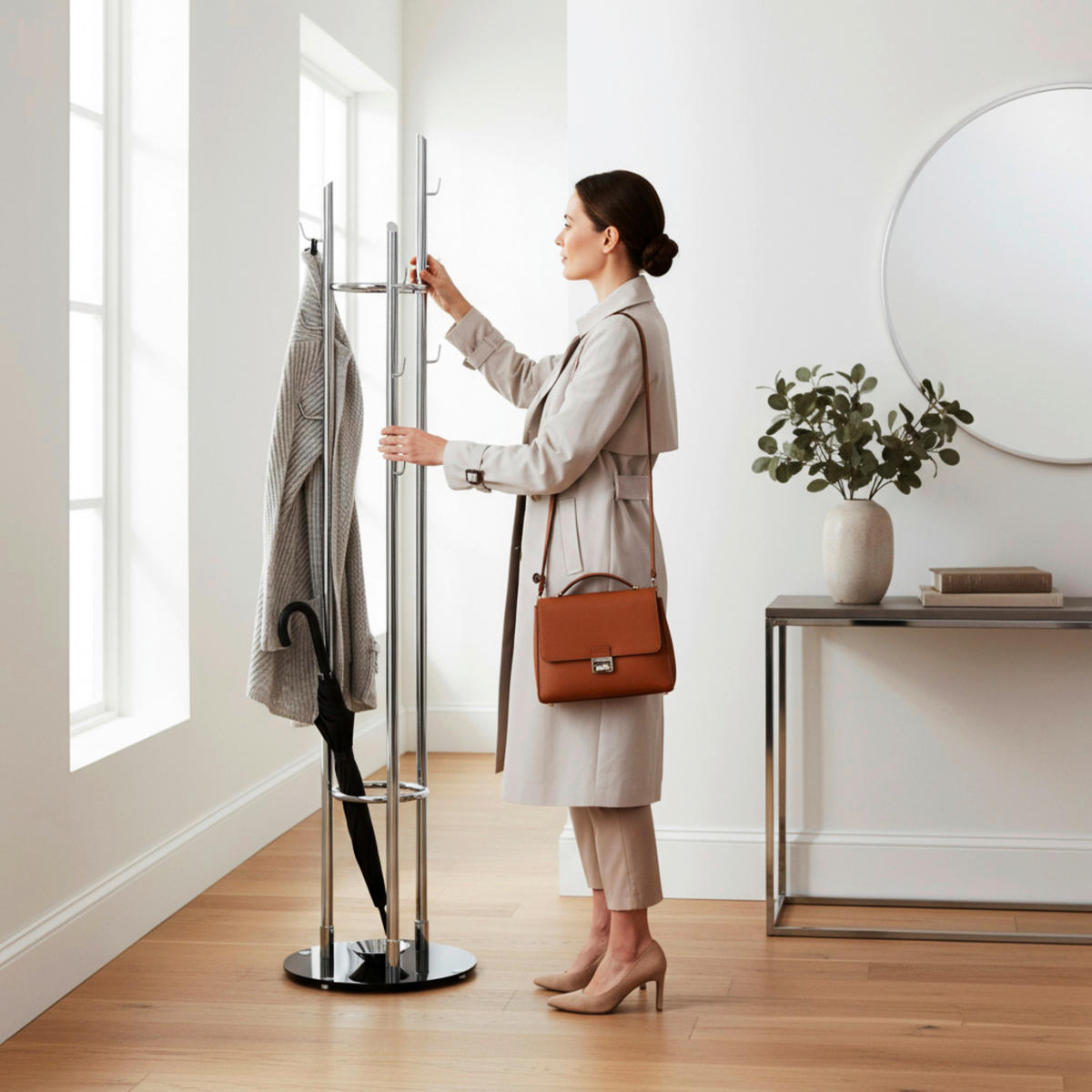 KLÄDHÄNGARE - kromfärg/svart, Design, metall/glas (40/183/40cm) - Best Price