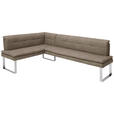 ECKBANK 174/233 cm in Taupe, Chromfarben - Taupe/Chromfarben, Design, Textil/Metall (174/233cm) - Novel