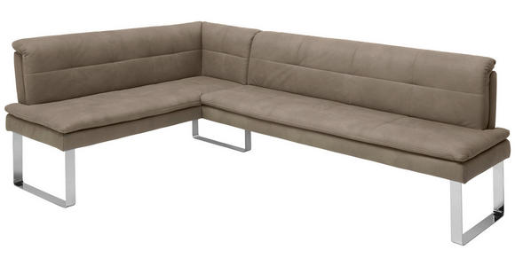 ECKBANK 174/233 cm in Taupe, Chromfarben - Taupe/Chromfarben, Design, Textil/Metall (174/233cm) - Novel