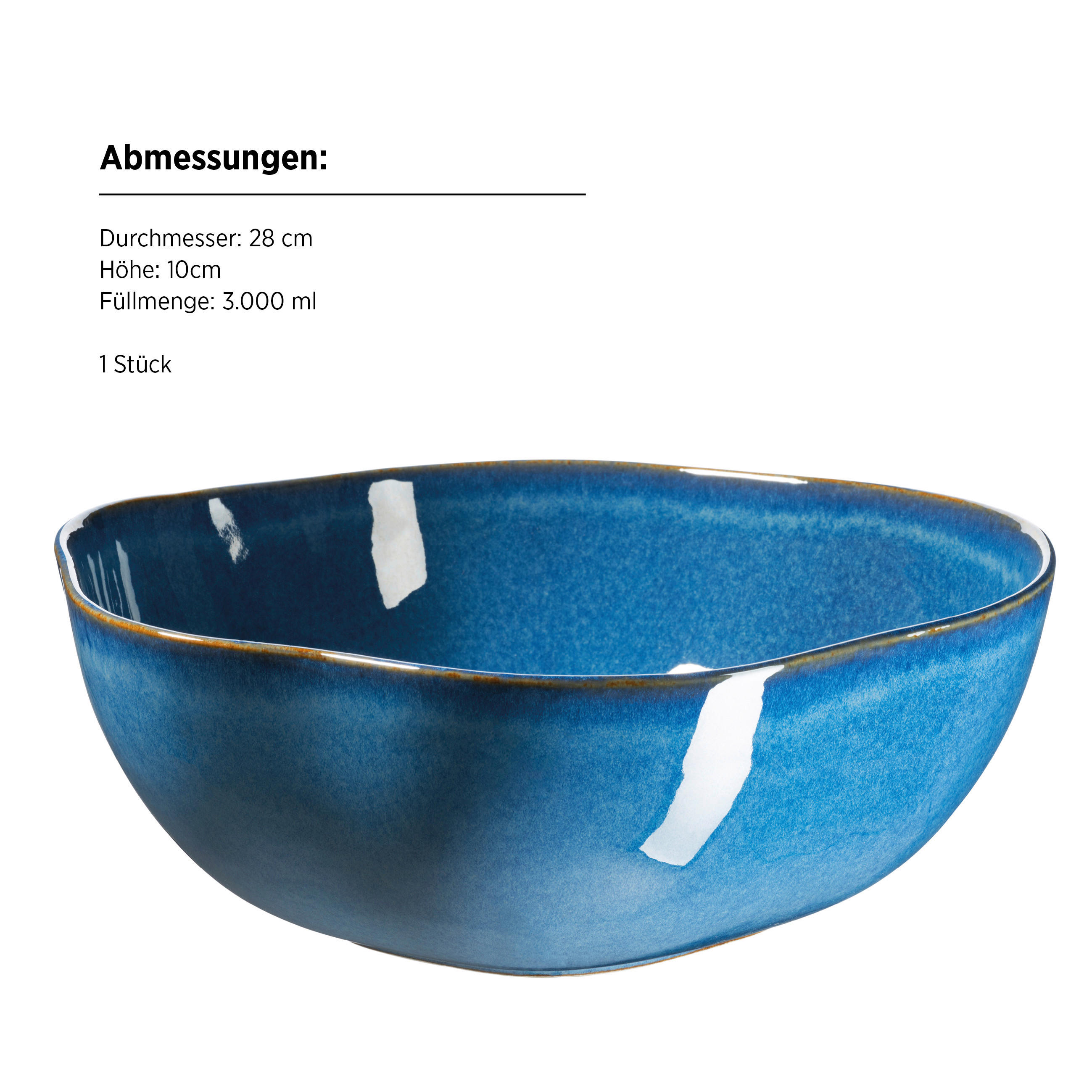 SCHÜSSEL Cordelia   - Blau, Trend, Keramik (28/10cm) - Mäser