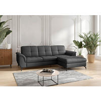 ECKSOFA Echtleder Schwarz  - Schwarz, Modern, Leder/Metall (262/164cm) - Sit & More