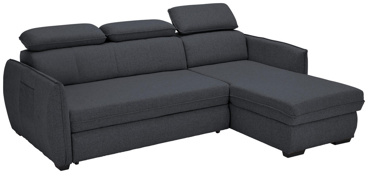 KUTNA GARNITURA tekstil  tamno siva   - tamno siva/crna, Moderno, tekstil/plastika (182/237cm) - Carryhome