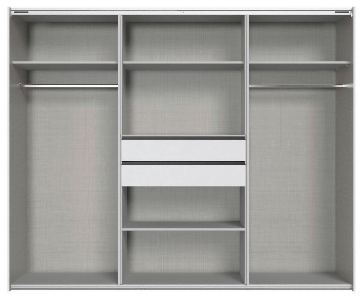 KLEIDERSCHRANK 250/216/65 cm,  in Weiß, 6-türig  - Schwarz/Weiß, Design, Holzwerkstoff/Metall (250/216/65cm) - Stylife