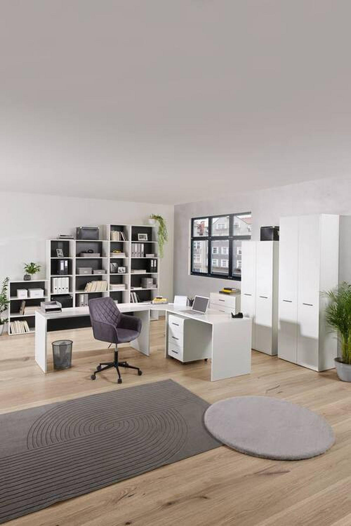 SKRINKA NA DOKUMENTY, antracitová, biela, biela s vysokým leskom, 75/185,6/41,6 cm - biela/biela s vysokým leskom, Basics, kompozitné drevo (75/185,6/41,6cm) - Hom`in