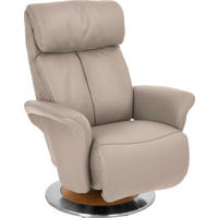 RELAXSESSEL in Leder Creme, Naturfarben  - Edelstahlfarben/Eichefarben, Design, Leder/Holz (82/109/90cm) - Himolla