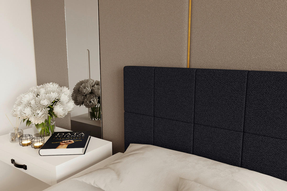 BOXBETT 140/200 cm,  in Schwarz, Topper, Matratzen, Bettschubladen, H3 = fest  - Schwarz, KONVENTIONELL, Kunststoff/Textil (140/200cm) - Boxxx