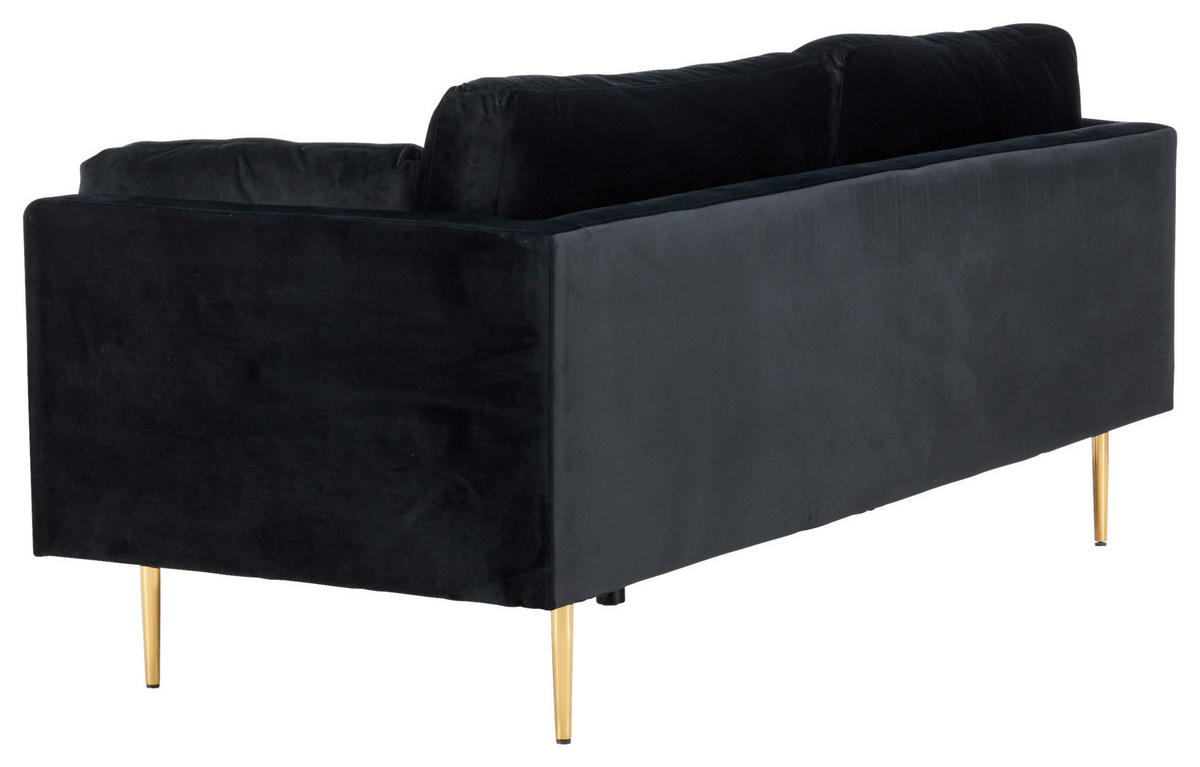 2-SITZER-SOFA in Schwarz, Goldfarben  - Goldfarben/Schwarz, Design, Textil/Metall (203/84/90cm) - Livetastic