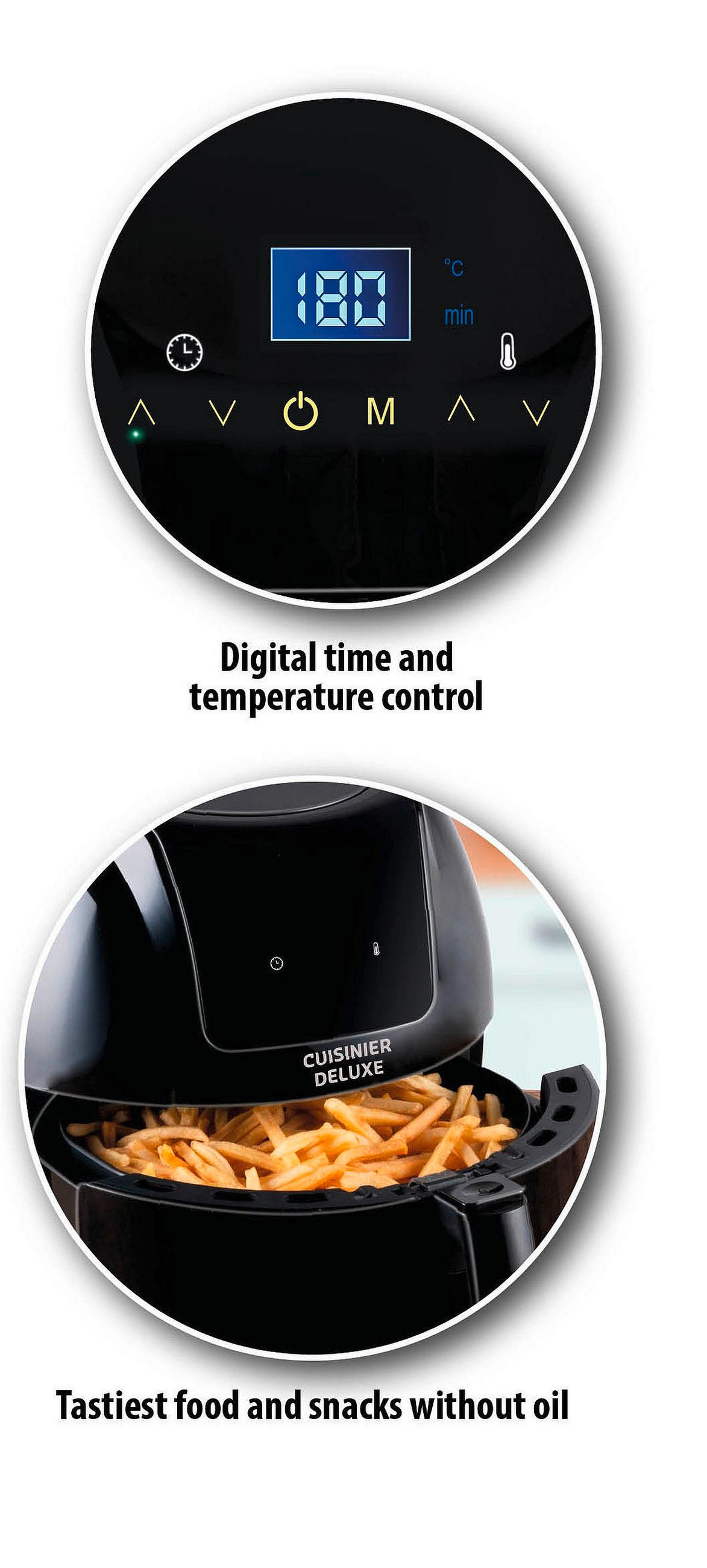 Thumbnail - HEIßLUFTFRITTEUSE, Schwarz, Kunststoff, 5.5 L, 32.4x36x39.6 cm, antihaftbeschichteter Innenbehälter, Temperaturanzeige, ...