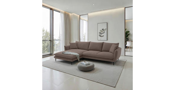 ECKSOFA  in Webstoff Braun  196/304 cm  - Schwarz/Braun, KONVENTIONELL, Textil/Metall (196/304cm) - Hom`in