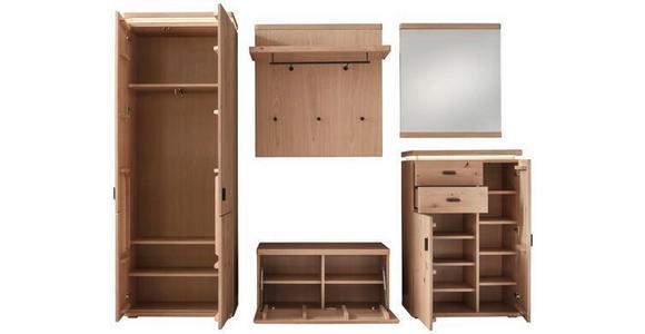 GARDEROBE 5-teilig  in 260/204/38 cm  - Eichefarben, Natur, Holz/Holzwerkstoff (260/204/38cm) - Linea Natura