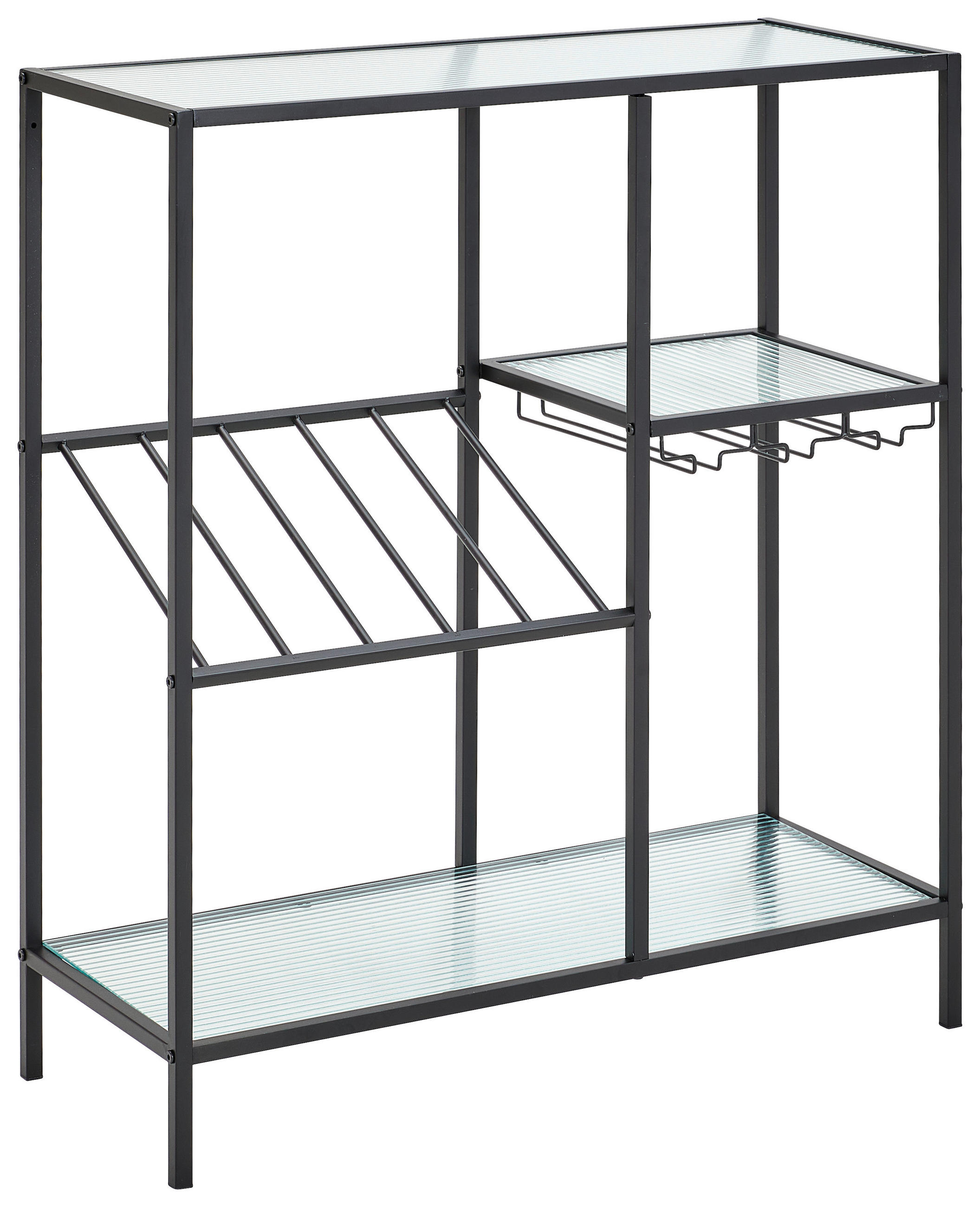 WEINREGAL 80/90/32 cm - Schwarz, Design, Glas/Metall (80/90/32cm) - MID.YOU