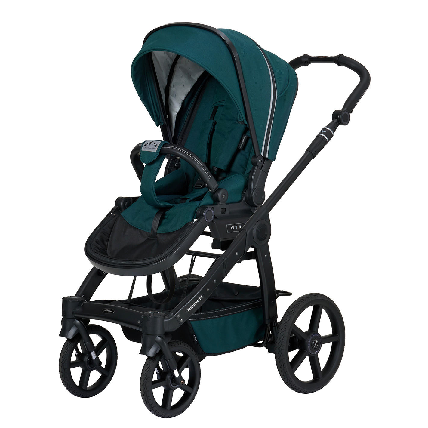 KINDERWAGENSET ROCK IT Outdoor - Petrol/Schwarz, Basics, Textil/Metall (102/58/120cm) - Hartan