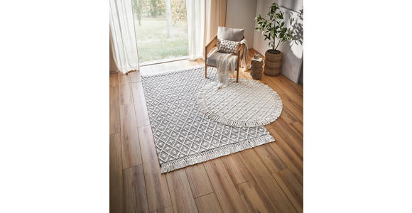 HANDWEBTEPPICH 120 cm Sylt Silberfarben, Beige  - Beige/Silberfarben, Natur, Textil (120cm) - Linea Natura