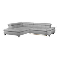 ECKSOFA Hellgrau Chenille Schlaffunktion, Kopfteilverstellung  - Chromfarben/Hellgrau, KONVENTIONELL, Textil/Metall (234/312cm) - Livetastic