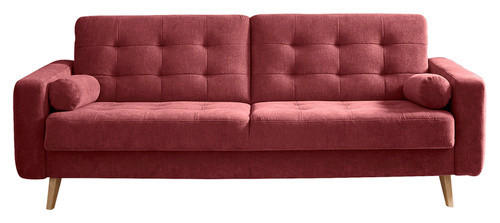 SCHLAFSOFA Mikrovelours Beere  - Eichefarben/Beere, MODERN, Holz/Textil (222/86/90cm) - MID.YOU