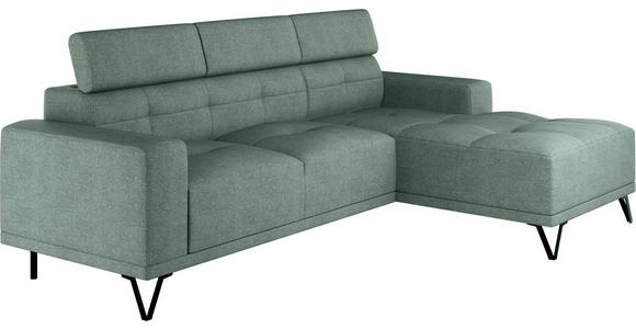 ECKSOFA Waldgrün Chenille  - Waldgrün/Schwarz, KONVENTIONELL, Textil/Metall (264/178cm) - Hom`in