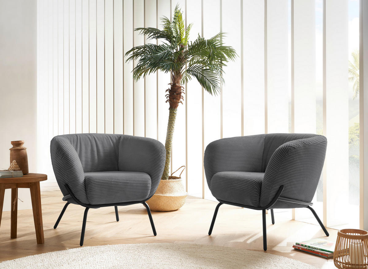 COCKTAILSESSEL Cord Dunkelgrau  - Dunkelgrau, Design, Textil (79/71/74cm) - Lomoco