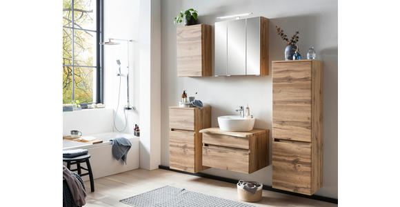 MIDISCHRANK 40/130/35 cm - Eiche Wotan/Silberfarben, Natur, Holzwerkstoff/Kunststoff (40/130/35cm) - Xora