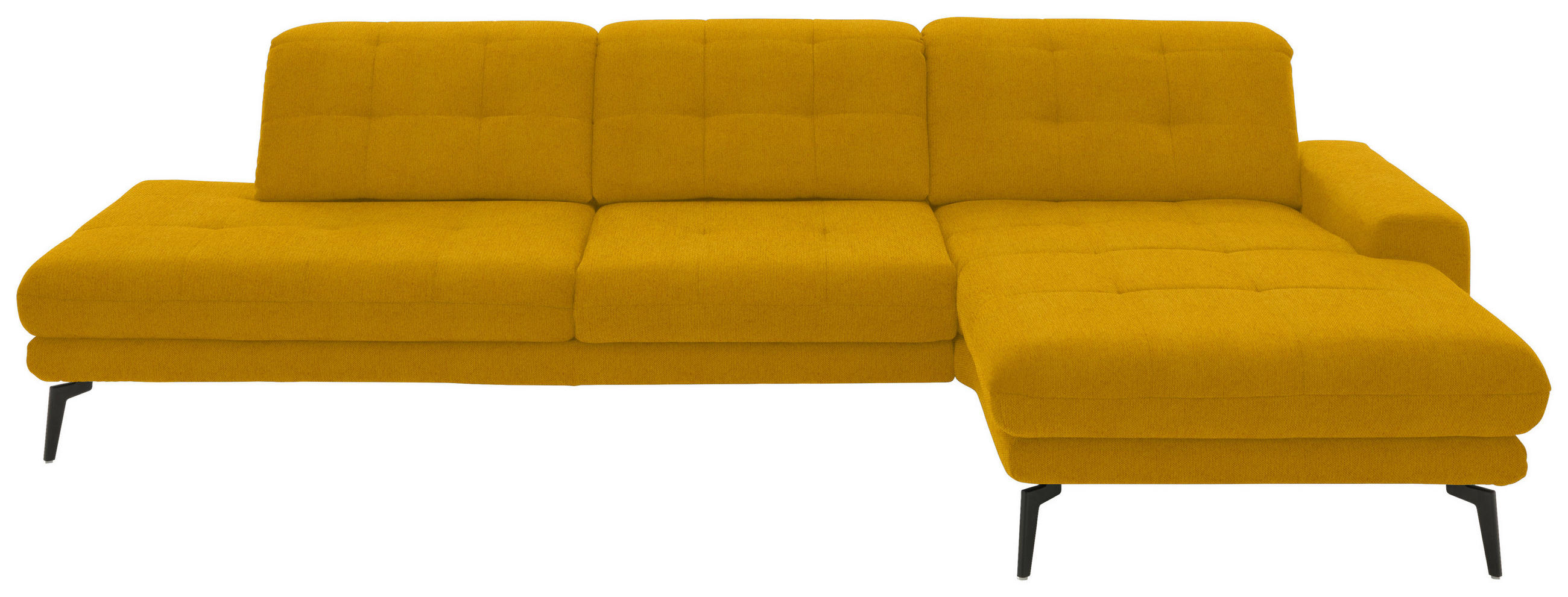 ECKSOFA in Flachgewebe Currygelb  - Currygelb/Schwarz, Design, Textil/Metall (309/190cm) - Beldomo Style