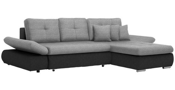 ECKSOFA in Webstoff Anthrazit, Hellgrau  302/187 cm  - Chromfarben/Anthrazit, Design, Kunststoff/Textil (302/187cm) - Carryhome