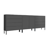 SIDEBOARD Mailand Set 4 + MF  in 237/86/33 cm  - Anthrazit, MODERN, Holzwerkstoff/Metall (237/86/33cm) - MID.YOU