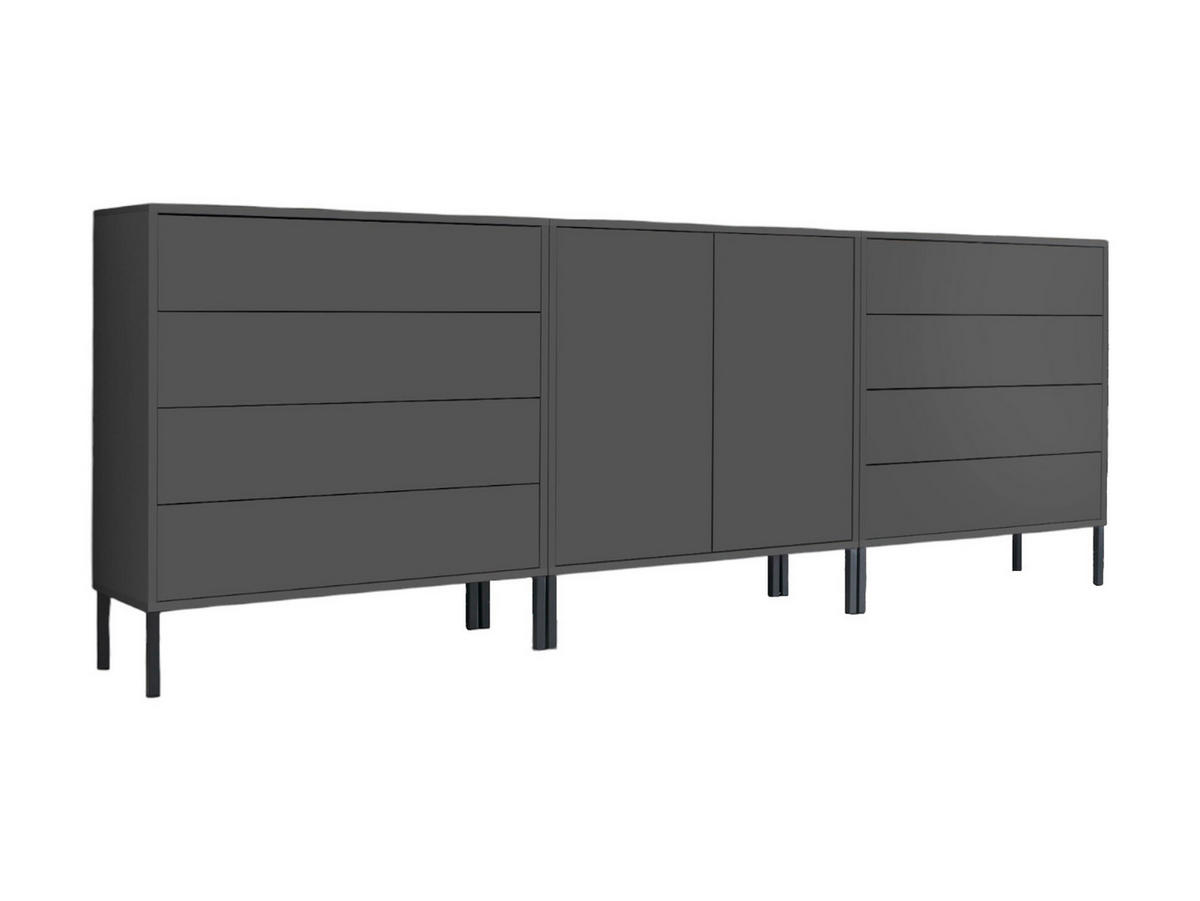 SIDEBOARD Mailand Set 4 + MF  in 237/86/33 cm  - Anthrazit, MODERN, Holzwerkstoff/Metall (237/86/33cm) - MID.YOU