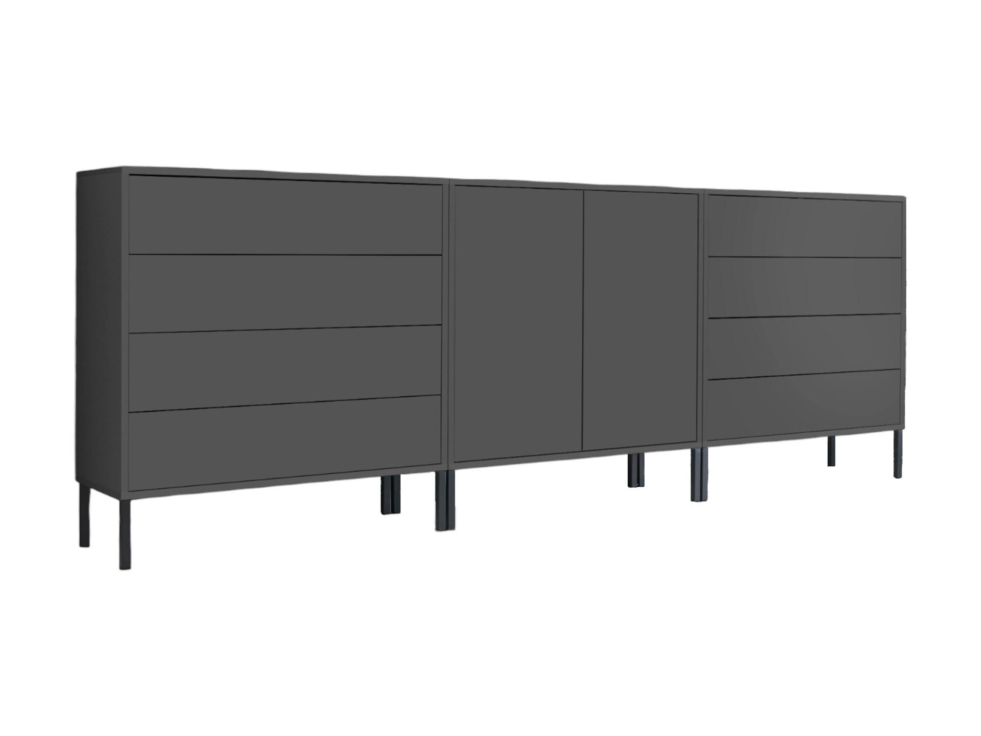 Mid.you Sideboard Mailand Set 4 + MF Anthrazit 237x86x33 cm