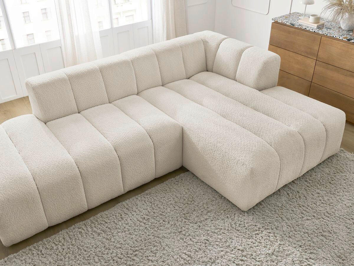 ECKSOFA  ANNECY Beige Bouclé  - Beige/Schwarz, MODERN, Kunststoff/Textil (262/170cm)