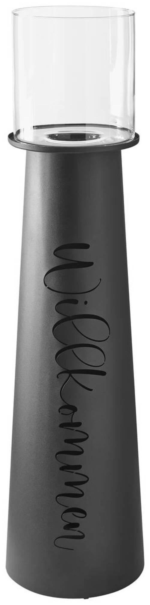 WINDLICHT Schwarz 31/114 cm  - Schwarz, Basics, Glas/Metall (31/114cm) - Boltze Home
