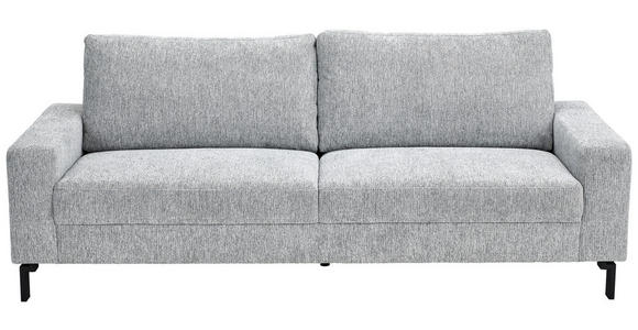 3-SITZER-SOFA  in Flachgewebe Hellgrau  - Hellgrau/Schwarz, Design, Textil/Metall (218/86/97cm) - Hom`in
